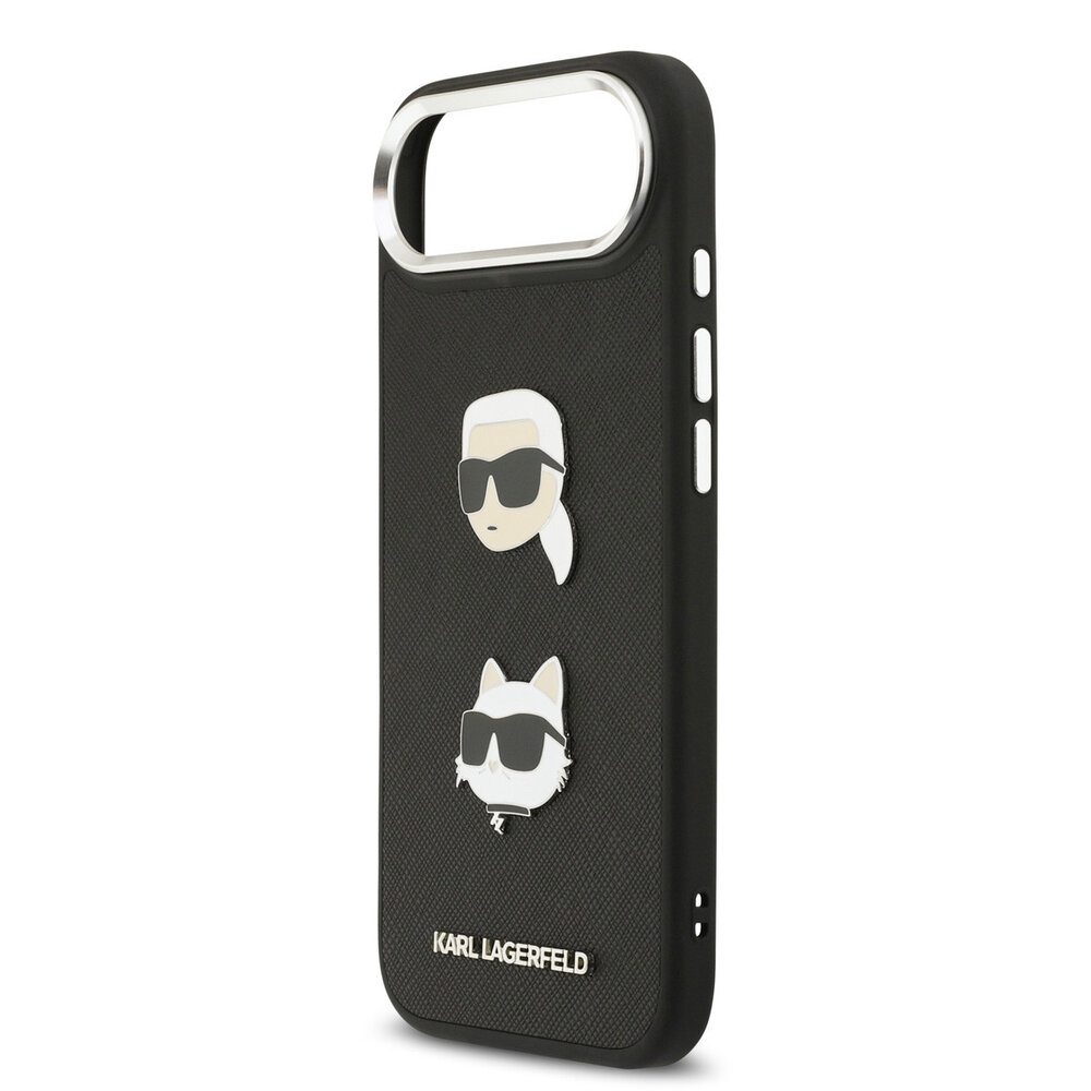 Karl Lagerfeld Karl Lagerfeld iPhone 17 Air Backcover hoesje - FW Grained - K&C Heads Pins - Zwart Karl Lagerfeld Karl Lagerfeld iPhone 17 Air Backcover hoesje - FW Grained - K&C Heads Pins - Zwart