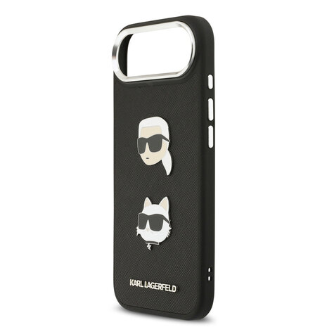 Karl Lagerfeld Karl Lagerfeld iPhone 17 Air Backcover hoesje - FW Grained - K&C Heads Pins - Zwart Karl Lagerfeld Karl Lagerfeld iPhone 17 Air Backcover hoesje - FW Grained - K&C Heads Pins - Zwart