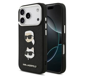 Karl Lagerfeld Karl Lagerfeld iPhone 17 Pro Back cover coque - FW Grained - K&C Heads Pins - Noir Karl Lagerfeld Karl Lagerfeld iPhone 17 Pro Back cover coque - FW Grained - K&C Heads Pins - Noir