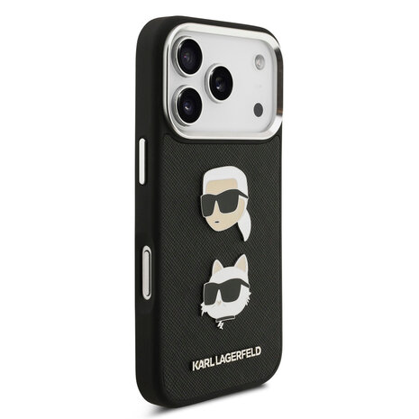 Karl Lagerfeld Karl Lagerfeld iPhone 17 Pro Back-Cover hul - FW Grained - K&C Heads Pins - Schwarz