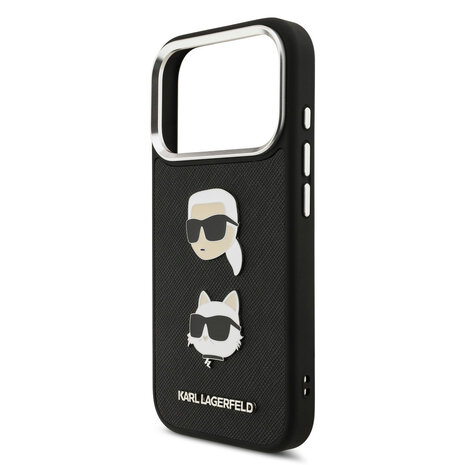 Karl Lagerfeld Karl Lagerfeld iPhone 17 Pro Back-Cover hul - FW Grained - K&C Heads Pins - Schwarz