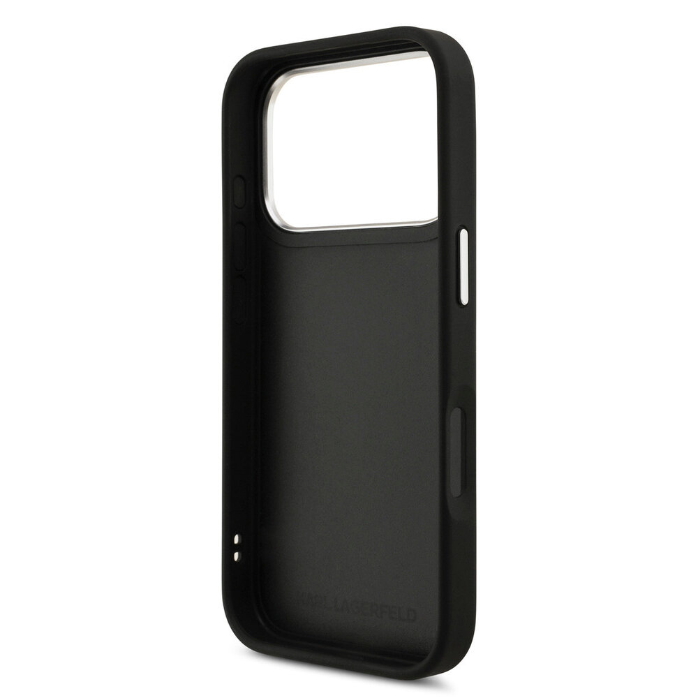 Karl Lagerfeld Karl Lagerfeld iPhone 17 Pro Backcover hoesje - FW Grained - K&C Heads Pins - Zwart
