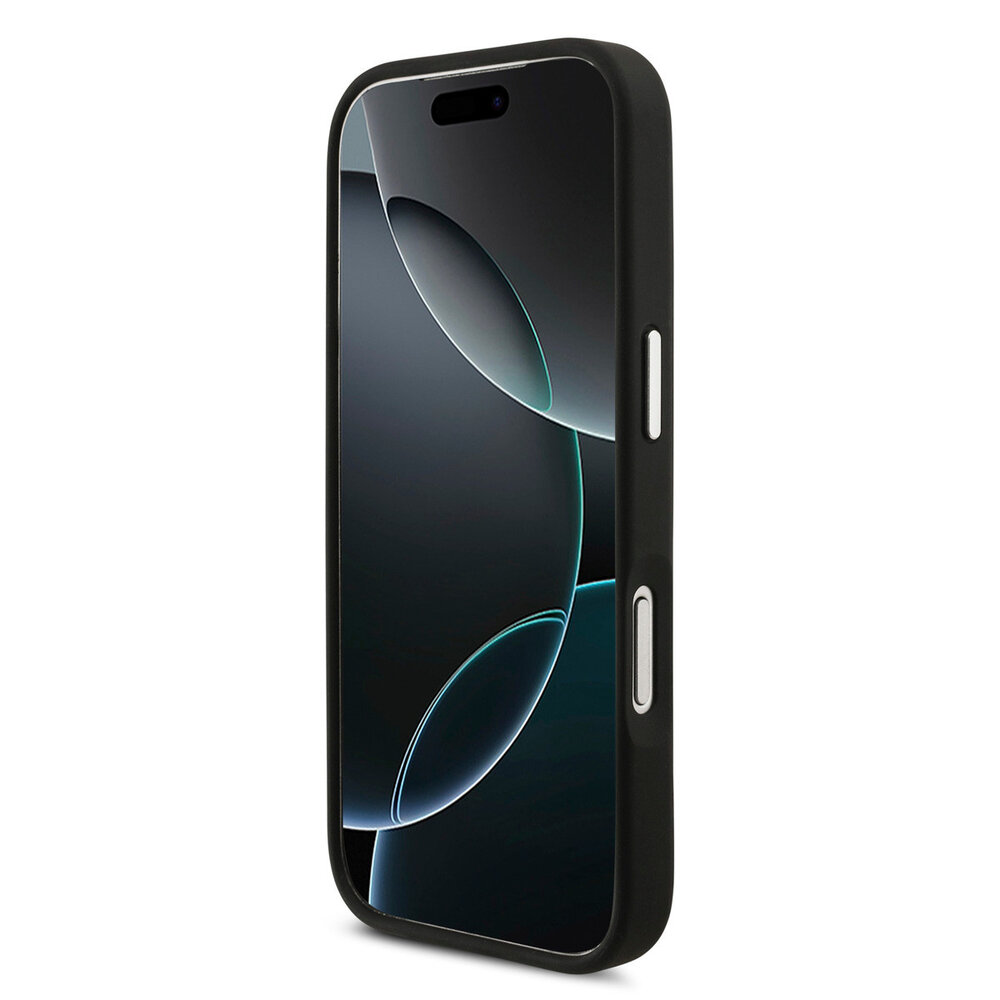 Karl Lagerfeld Karl Lagerfeld iPhone 17 Pro Backcover hoesje - FW Grained - K&C Heads Pins - Zwart