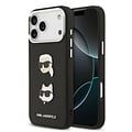 Karl Lagerfeld Karl Lagerfeld iPhone 17 Pro Max/iPhone 18 Pro Max Coque arrière Revêtement intégral finition grainée Pins représentant les têtes de Karl & Choupette - Noir