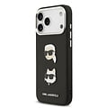 Karl Lagerfeld Karl Lagerfeld iPhone 17 Pro Max/iPhone 18 Pro Max Coque arrière Revêtement intégral finition grainée Pins représentant les têtes de Karl & Choupette - Noir