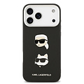 Karl Lagerfeld Karl Lagerfeld iPhone 17 Pro Max/iPhone 18 Pro Max Coque arrière Revêtement intégral finition grainée Pins représentant les têtes de Karl & Choupette - Noir