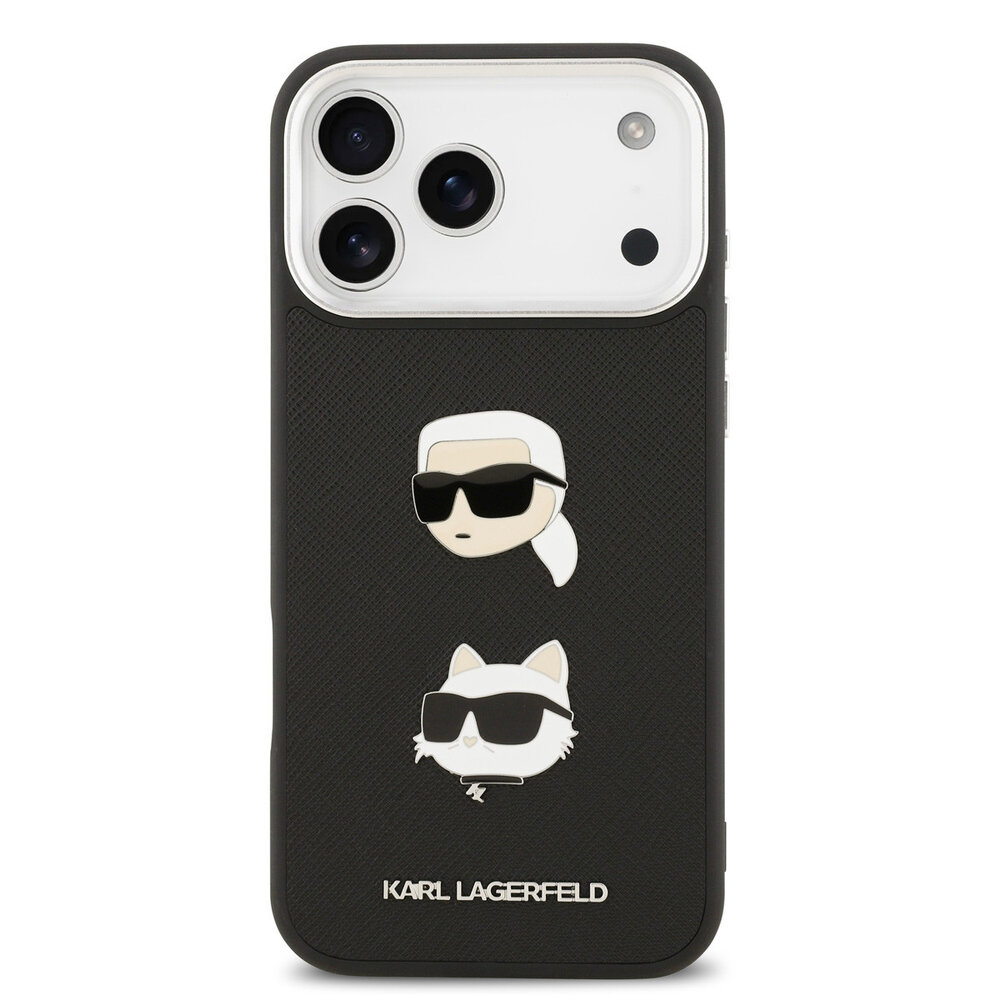 Karl Lagerfeld Karl Lagerfeld iPhone 17 Pro Max Back-Cover hul - FW Grained - K&C Heads Pins - Schwarz