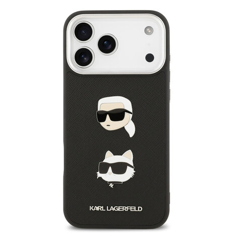 Karl Lagerfeld Karl Lagerfeld iPhone 17 Pro Max Back-Cover hul - FW Grained - K&C Heads Pins - Schwarz