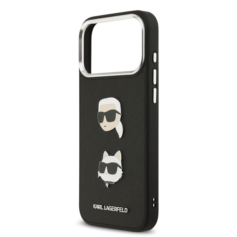 Karl Lagerfeld Karl Lagerfeld iPhone 17 Pro Max Back-Cover hul - FW Grained - K&C Heads Pins - Schwarz