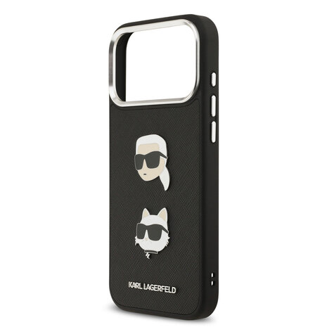 Karl Lagerfeld Karl Lagerfeld iPhone 17 Pro Max Back-Cover hul - FW Grained - K&C Heads Pins - Schwarz