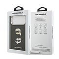 Karl Lagerfeld Karl Lagerfeld iPhone 17 Pro Max/iPhone 18 Pro Max Coque arrière Revêtement intégral finition grainée Pins représentant les têtes de Karl & Choupette - Noir