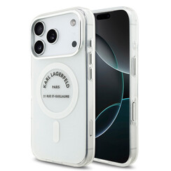 Karl Lagerfeld iPhone 17 Pro/iPhone 18 Pro Coque arrière MagSafe IML Logo RSG - Transparent