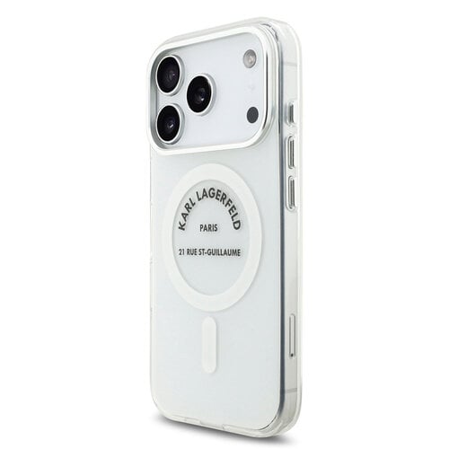 Karl Lagerfeld Karl Lagerfeld iPhone 17 Pro/iPhone 18 Pro Coque arrière MagSafe IML Logo RSG - Transparent
