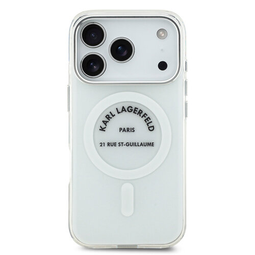 Karl Lagerfeld Karl Lagerfeld iPhone 17 Pro/iPhone 18 Pro Coque arrière MagSafe IML Logo RSG - Transparent