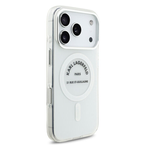 Karl Lagerfeld Karl Lagerfeld iPhone 17 Pro/iPhone 18 Pro Coque arrière MagSafe IML Logo RSG - Transparent
