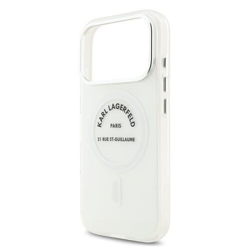Karl Lagerfeld Karl Lagerfeld iPhone 17 Pro/iPhone 18 Pro Coque arrière MagSafe IML Logo RSG - Transparent