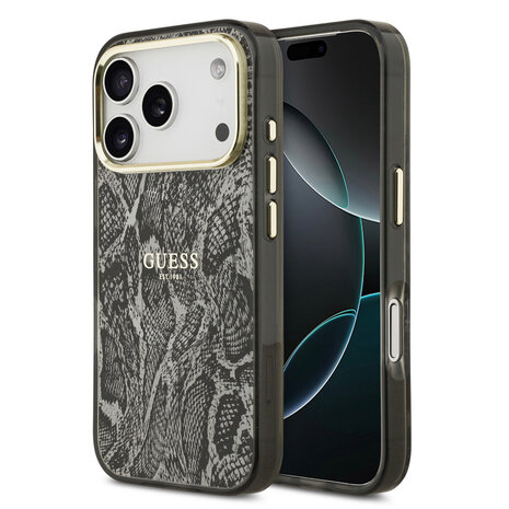Guess Guess iPhone 17 Pro Back-Cover hul - Magsafe - Python Pattern - Schwarz