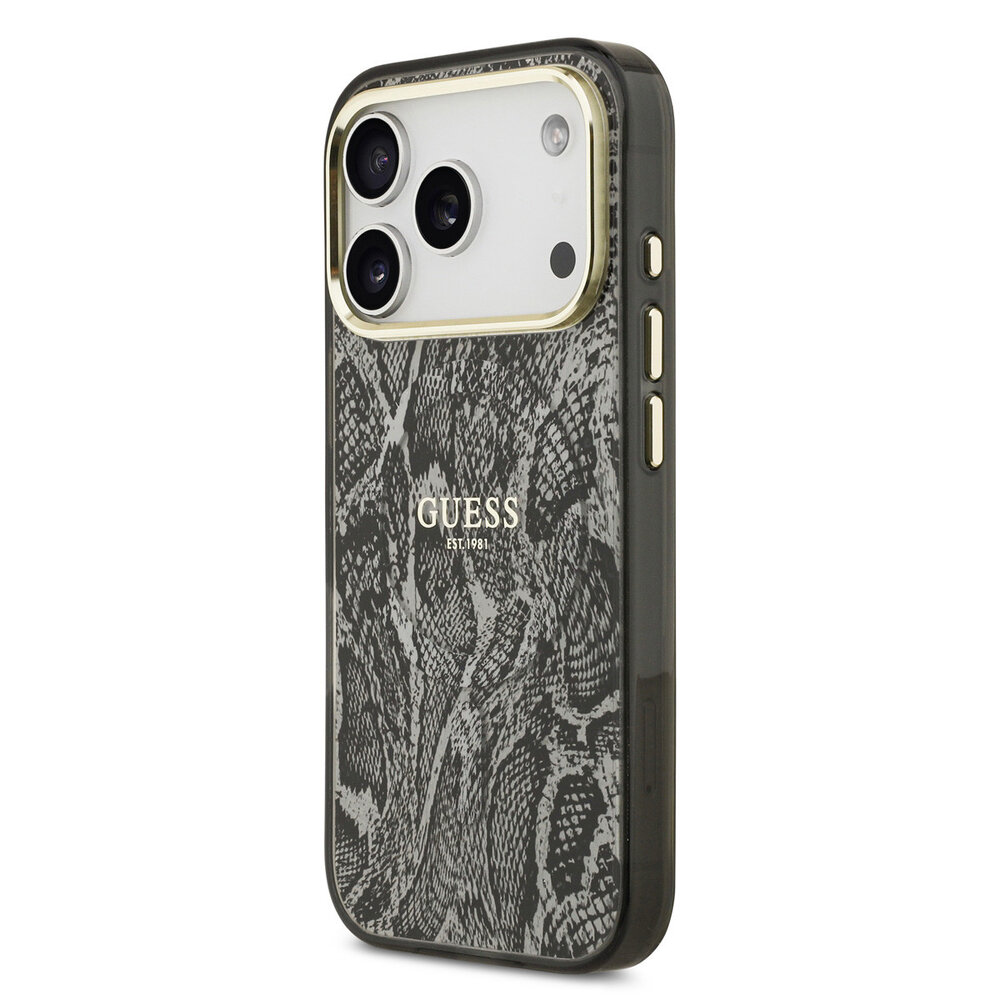 Guess Guess iPhone 17 Pro Back-Cover hul - Magsafe - Python Pattern - Schwarz