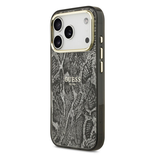 Guess Guess iPhone 17 Pro/iPhone 18 Pro Coque arrière MagSafe Motif python - Noir