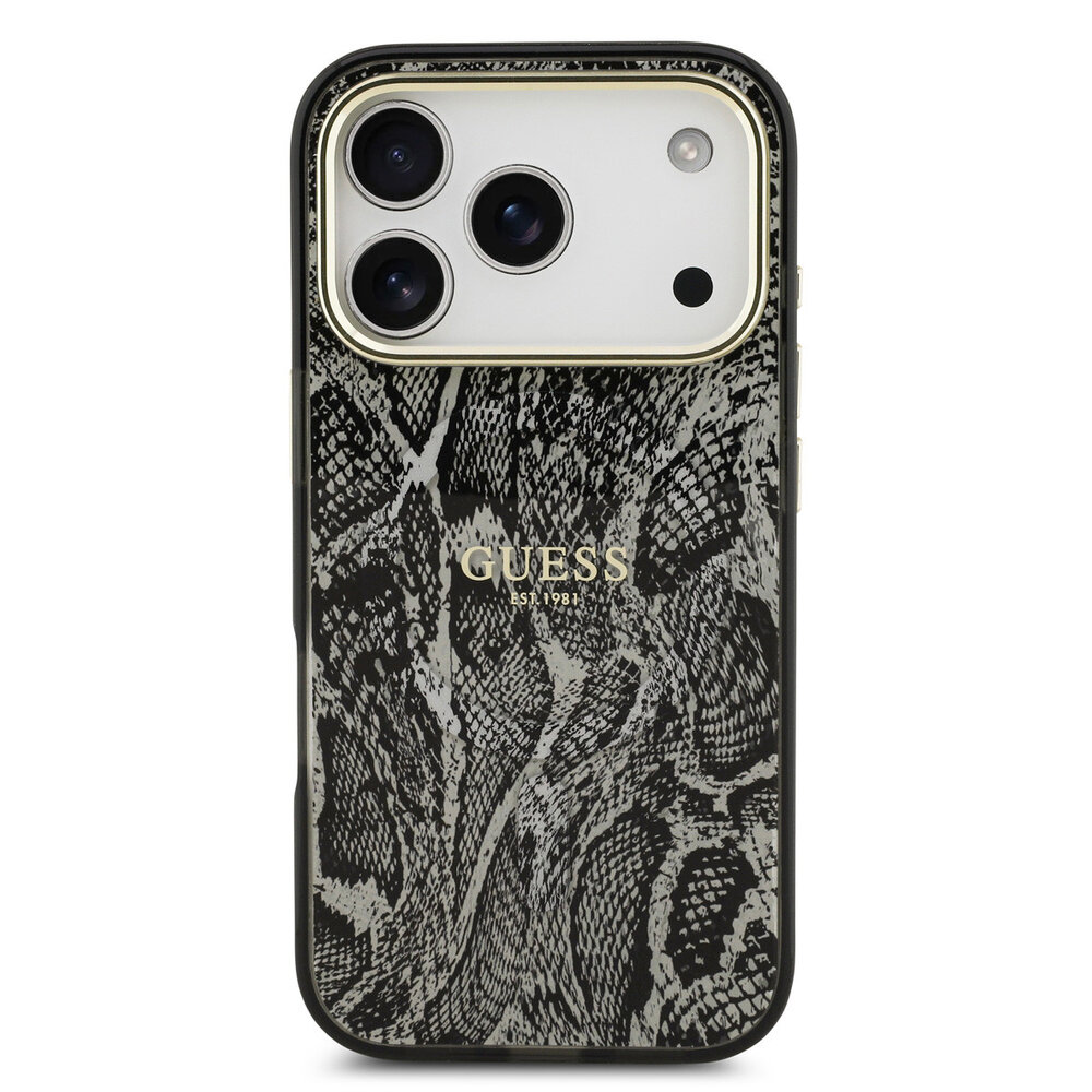 Guess Guess iPhone 17 Pro Back cover case - Magsafe - Python Pattern - Black