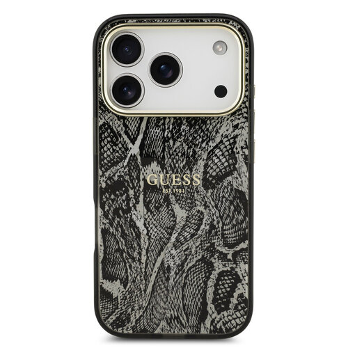Guess Guess iPhone 17 Pro/iPhone 18 Pro Coque arrière MagSafe Motif python - Noir