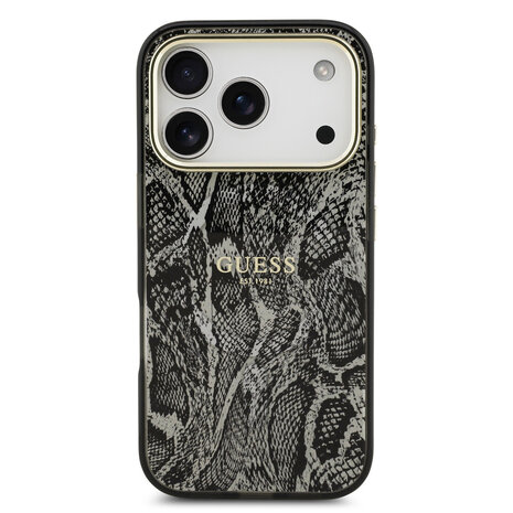 Guess Guess iPhone 17 Pro Backcover hoesje - Magsafe - Python Pattern - Zwart Guess Guess iPhone 17 Pro Backcover hoesje - Magsafe - Python Pattern - Zwart