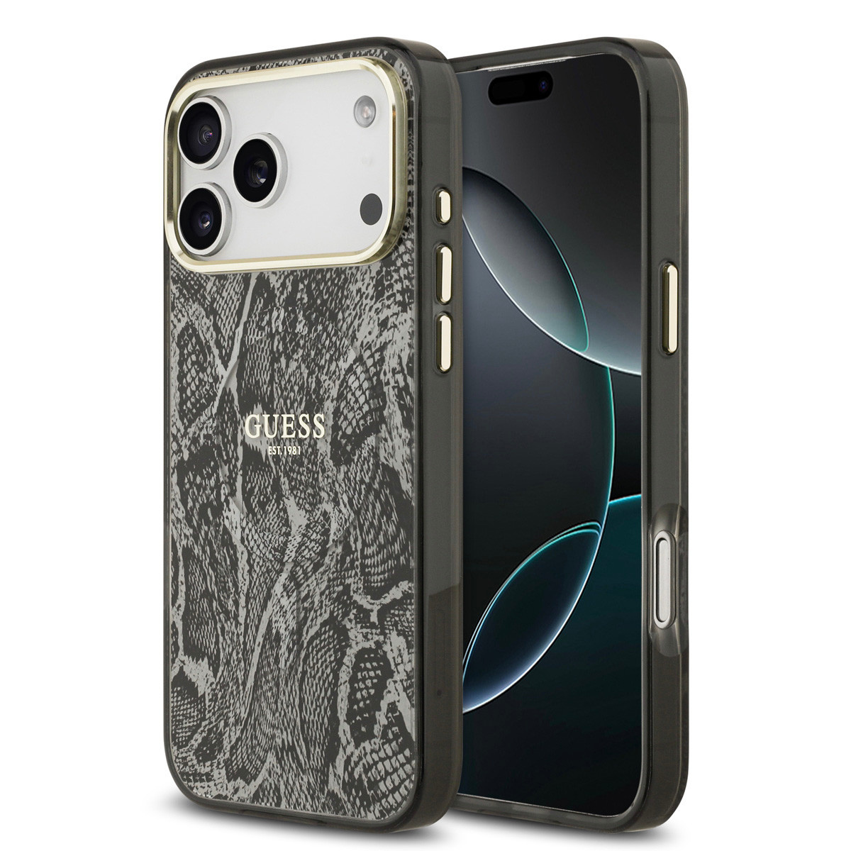 Guess Guess iPhone 17 Pro Max Backcover hoesje - Magsafe - Python Pattern - Zwart