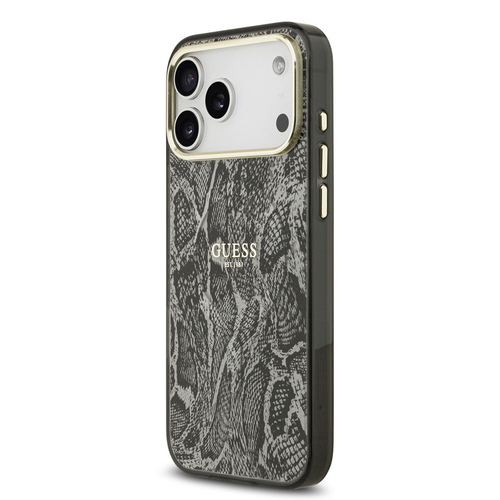 Guess Guess iPhone 17 Pro Max Backcover hoesje - Magsafe - Python Pattern - Zwart
