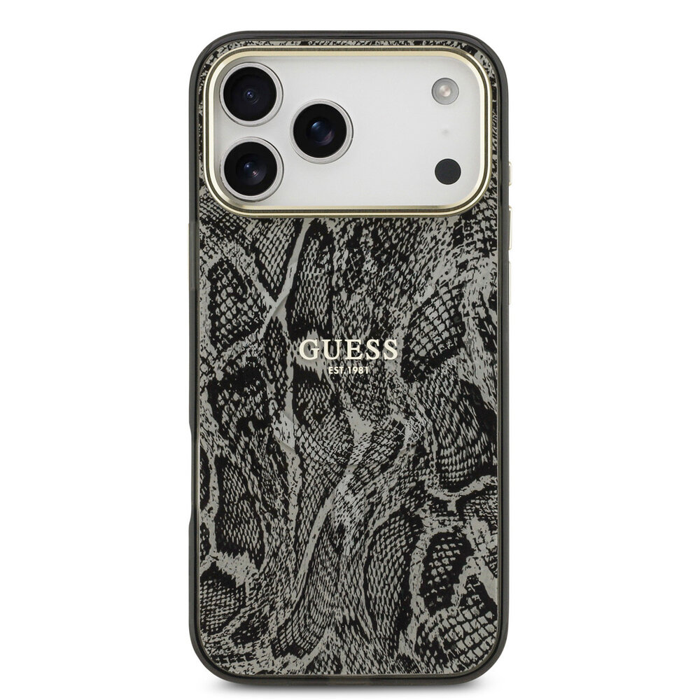 Guess Guess iPhone 17 Pro Max Backcover hoesje - Magsafe - Python Pattern - Zwart