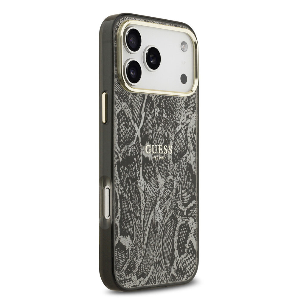 Guess Guess iPhone 17 Pro Max Backcover hoesje - Magsafe - Python Pattern - Zwart