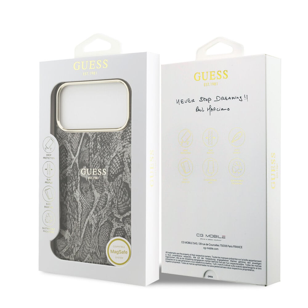 Guess Guess iPhone 17 Pro Max Back-Cover hul - Magsafe - Python Pattern - Schwarz