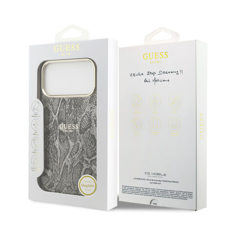Guess Guess iPhone 17 Pro Max Back cover case - Magsafe - Python Pattern - Black