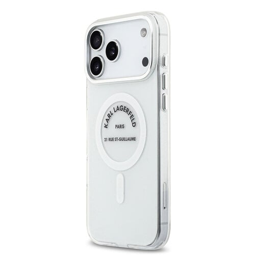Karl Lagerfeld Karl Lagerfeld iPhone 17 Pro Max/iPhone 18 Pro Max Coque arrière MagSafe IML Logo RSG - Transparent