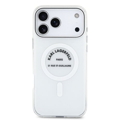Karl Lagerfeld Karl Lagerfeld iPhone 17 Pro Max/iPhone 18 Pro Max Coque arrière MagSafe IML Logo RSG - Transparent