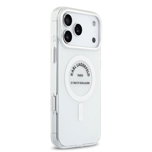 Karl Lagerfeld Karl Lagerfeld iPhone 17 Pro Max/iPhone 18 Pro Max Coque arrière MagSafe IML Logo RSG - Transparent