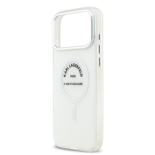 Karl Lagerfeld Karl Lagerfeld iPhone 17 Pro Max/iPhone 18 Pro Max Coque arrière MagSafe IML Logo RSG - Transparent