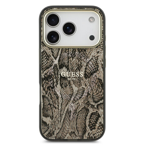Guess Guess iPhone 17 Pro Back cover case - Magsafe - Python Pattern - Brown