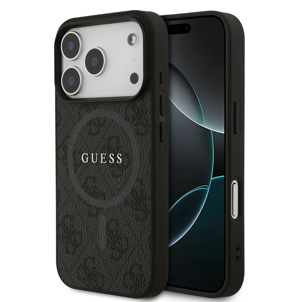 Guess iPhone 17 Pro Backcover hoesje - Magsafe PU Leather - 4G Classic Logo - Zwart