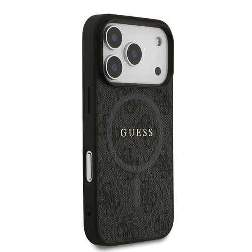 Guess Guess iPhone 17 Pro/iPhone 18 Pro Coque arrière MagSafe similicuir PU Logo 4G classique - Noir