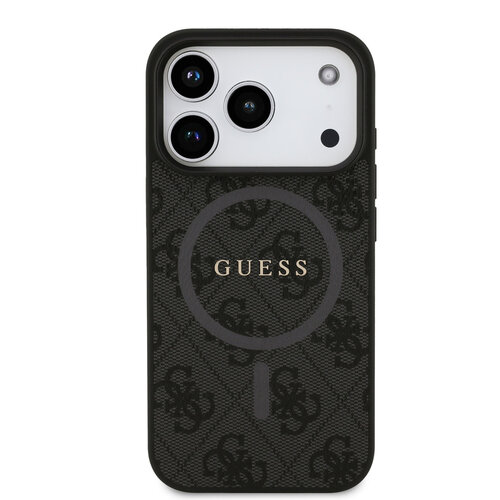 Guess Guess iPhone 17 Pro/iPhone 18 Pro Coque arrière MagSafe similicuir PU Logo 4G classique - Noir