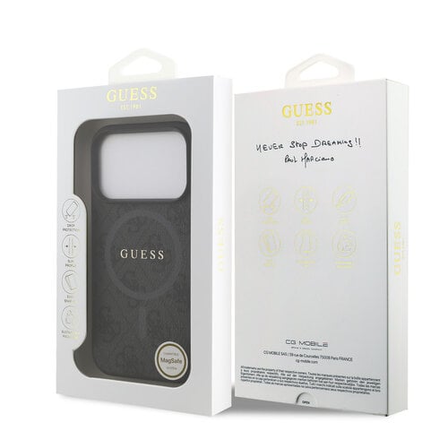 Guess Guess iPhone 17 Pro/iPhone 18 Pro Coque arrière MagSafe similicuir PU Logo 4G classique - Noir