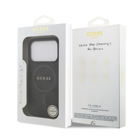 Guess Guess iPhone 17 Pro Backcover hoesje - Magsafe PU Leather - 4G Classic Logo - Zwart Guess Guess iPhone 17 Pro Backcover hoesje - Magsafe PU Leather - 4G Classic Logo - Zwart