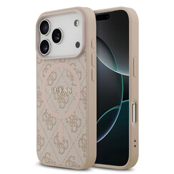Guess iPhone 17 Pro Back cover case - Magsafe PU Leather - 4G Classic Logo - Pink