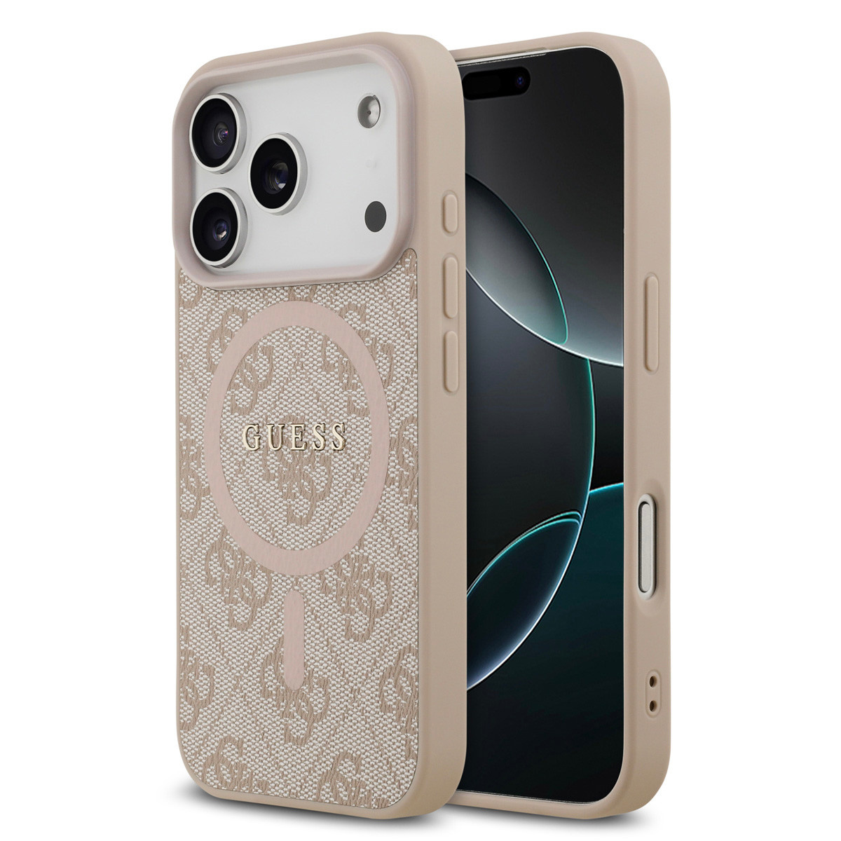 Guess Guess iPhone 17 Pro Backcover hoesje - Magsafe PU Leather - 4G Classic Logo - Roze