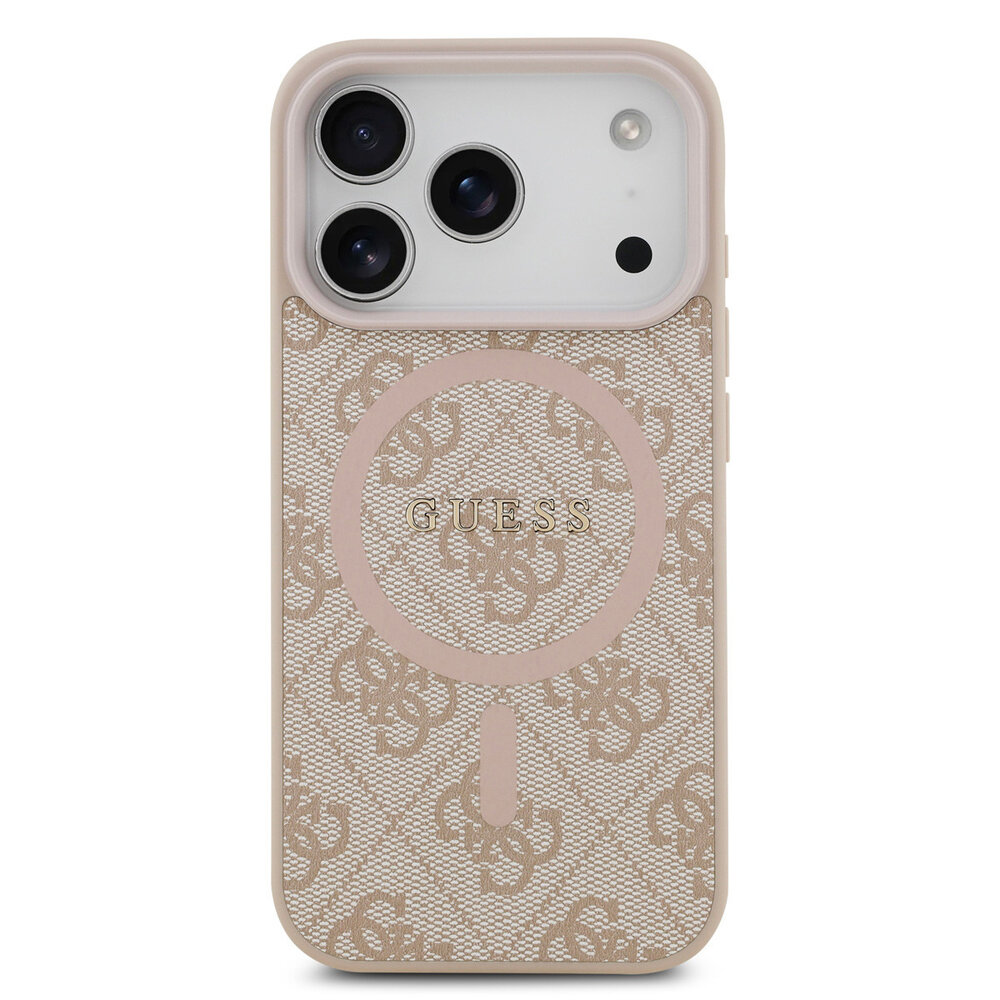 Guess Guess iPhone 17 Pro Back cover case - Magsafe PU Leather - 4G Classic Logo - Pink