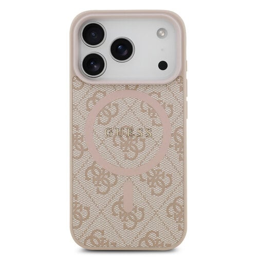 Guess Guess iPhone 17 Pro/iPhone 18 Pro Coque arrière MagSafe similicuir PU Logo 4G classique - Rose