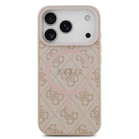 Guess Guess iPhone 17 Pro Backcover hoesje - Magsafe PU Leather - 4G Classic Logo - Roze Guess Guess iPhone 17 Pro Backcover hoesje - Magsafe PU Leather - 4G Classic Logo - Roze