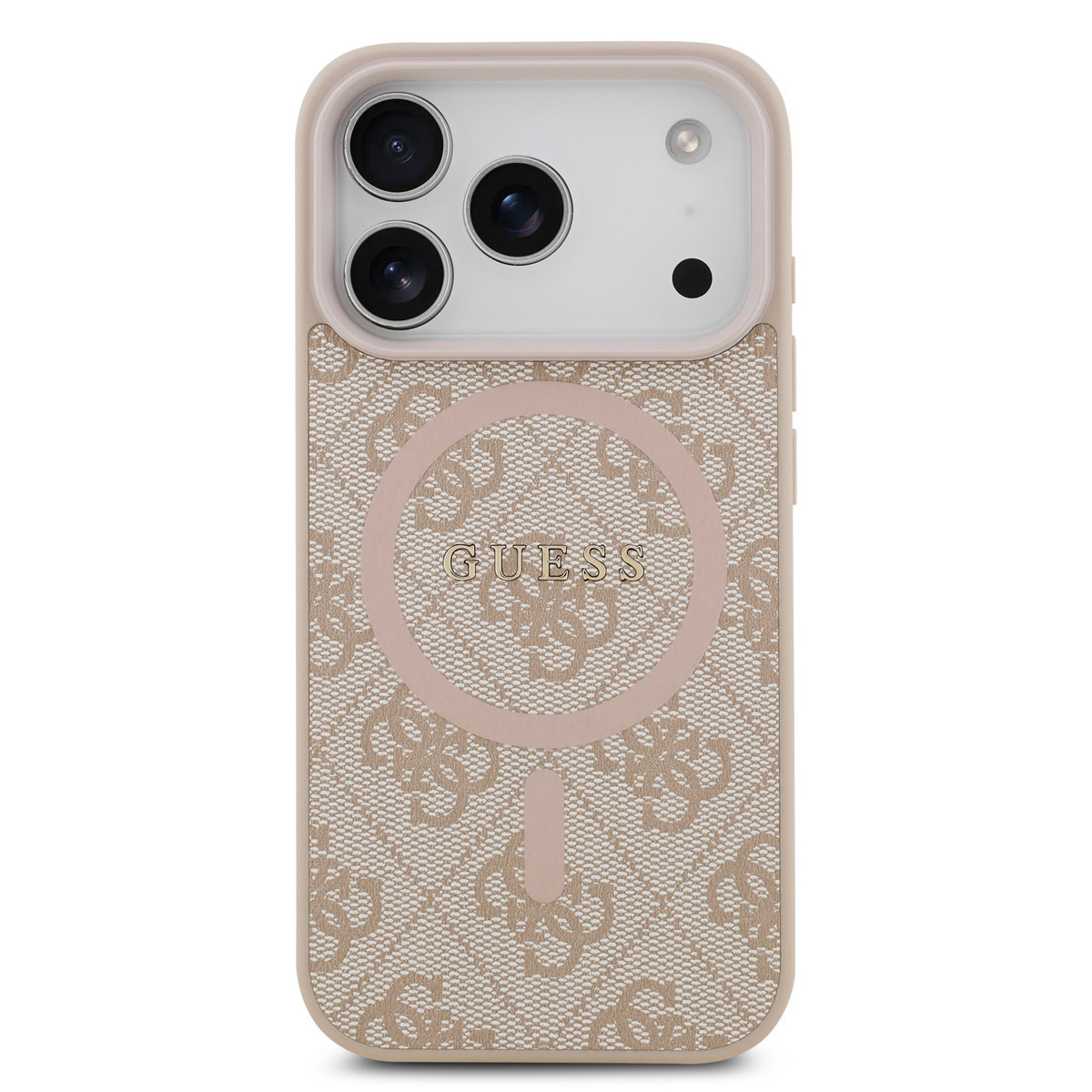 Guess Guess iPhone 17 Pro Backcover hoesje - Magsafe PU Leather - 4G Classic Logo - Roze, foto 3 van 6