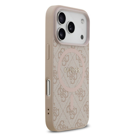 Guess Guess iPhone 17 Pro Back cover coque - Magsafe PU Leather - 4G Classic Logo - Rose Guess Guess iPhone 17 Pro Back cover coque - Magsafe PU Leather - 4G Classic Logo - Rose