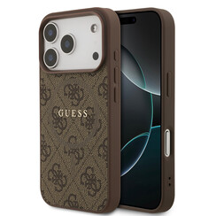 Guess iPhone 17 Pro/iPhone 18 Pro Handyhülle MagSafe PU-Kunstleder Klassisches 4G-Logo - Braun